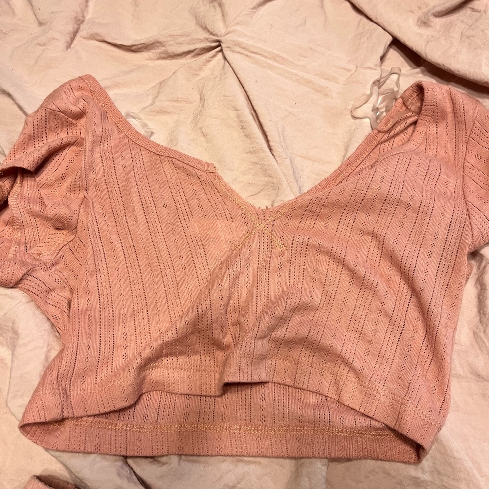 Women's Pink V-Neck Top and matching bottom pj set